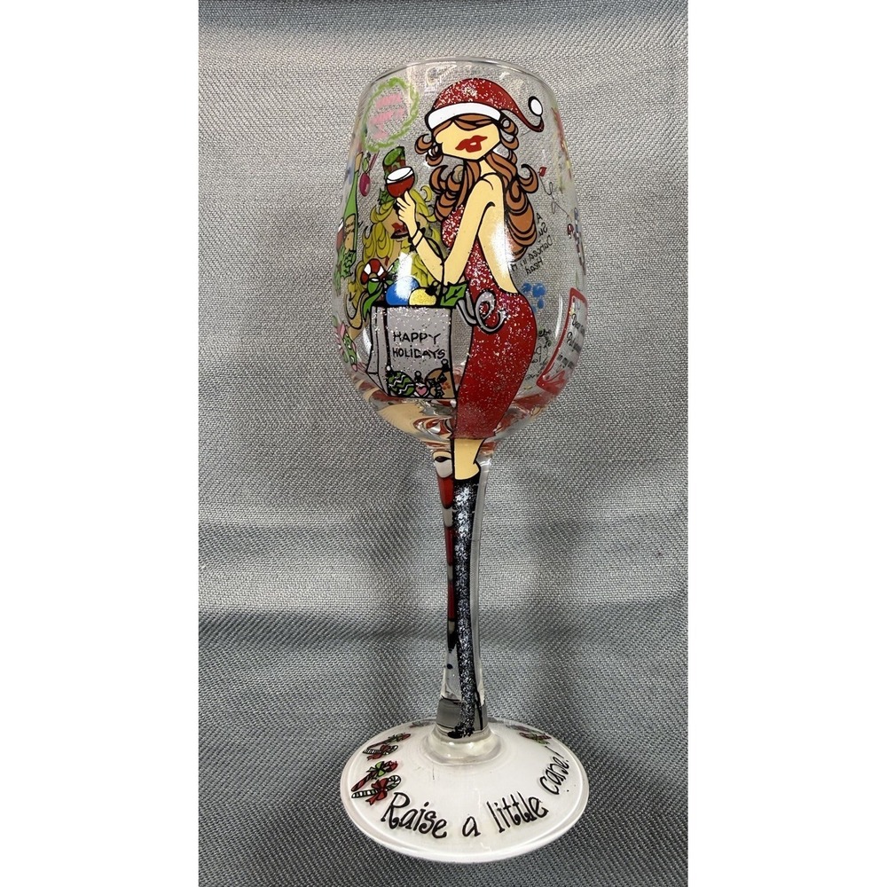 Bottoms Up Santa All I Want Wine Glass